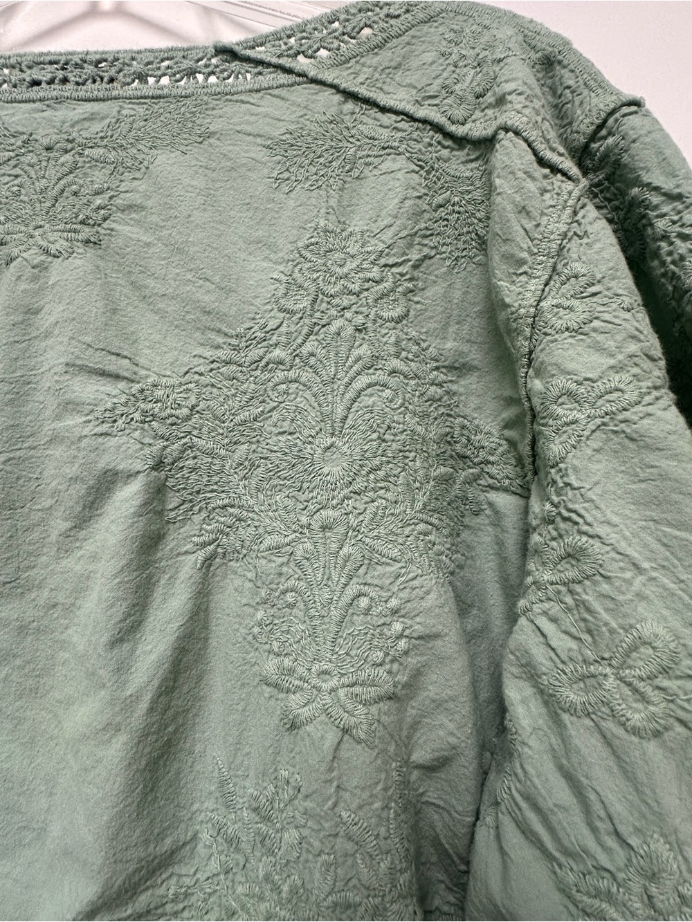 Democracy Sage Green Crochet-Trim Peasant Tunic - Picture 9 of 10